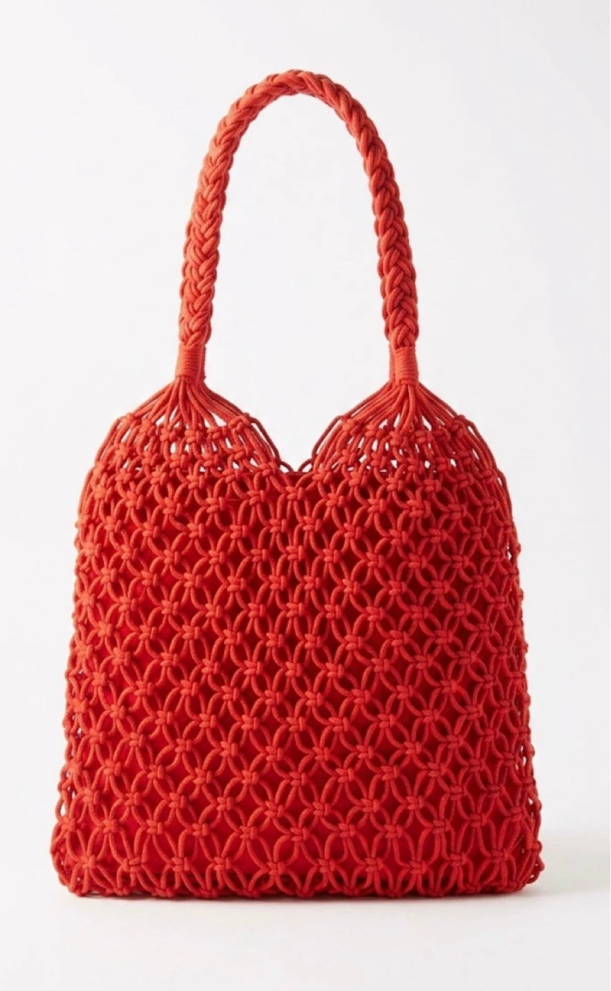 Red/orange Macrame Tote Bag