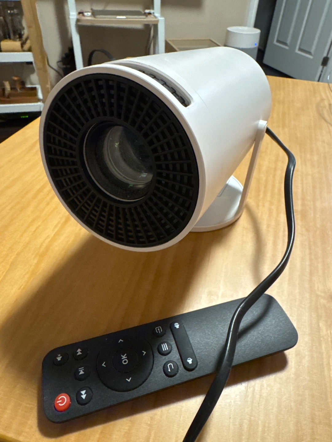 White Portable Projector with Remote Control