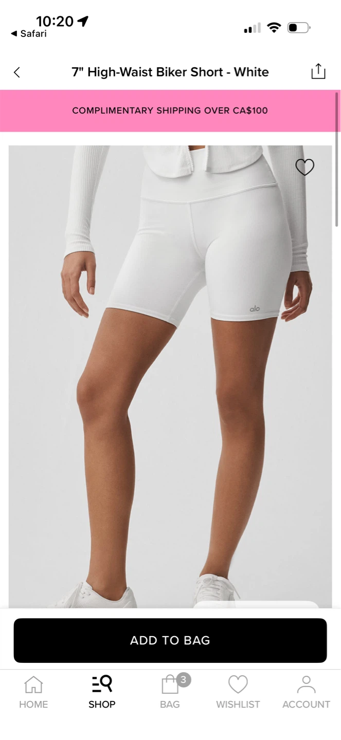 Alo High-Waist Biker Shorts - White - Size M