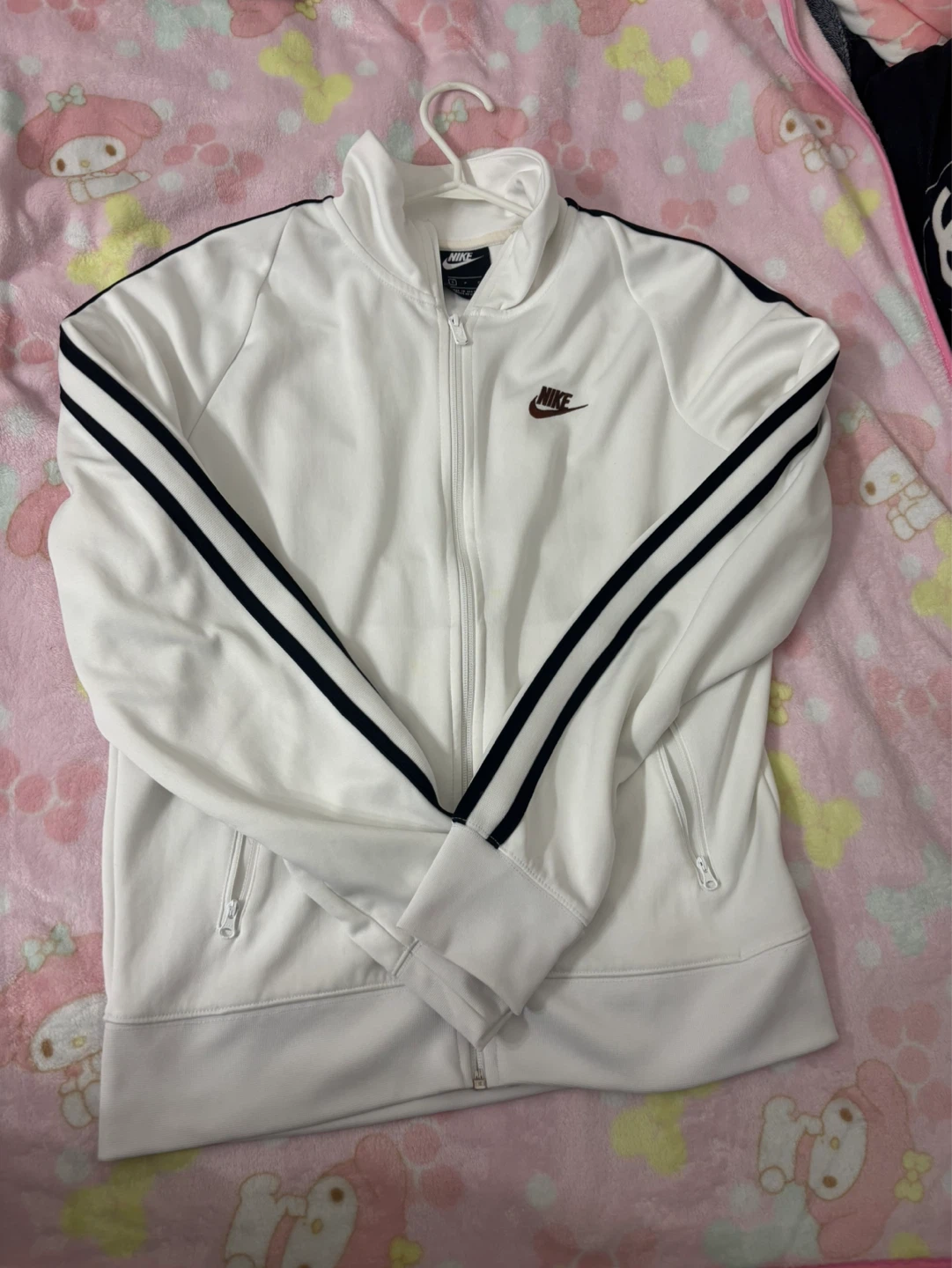 Nike track jacket with black striped sleeves size Small