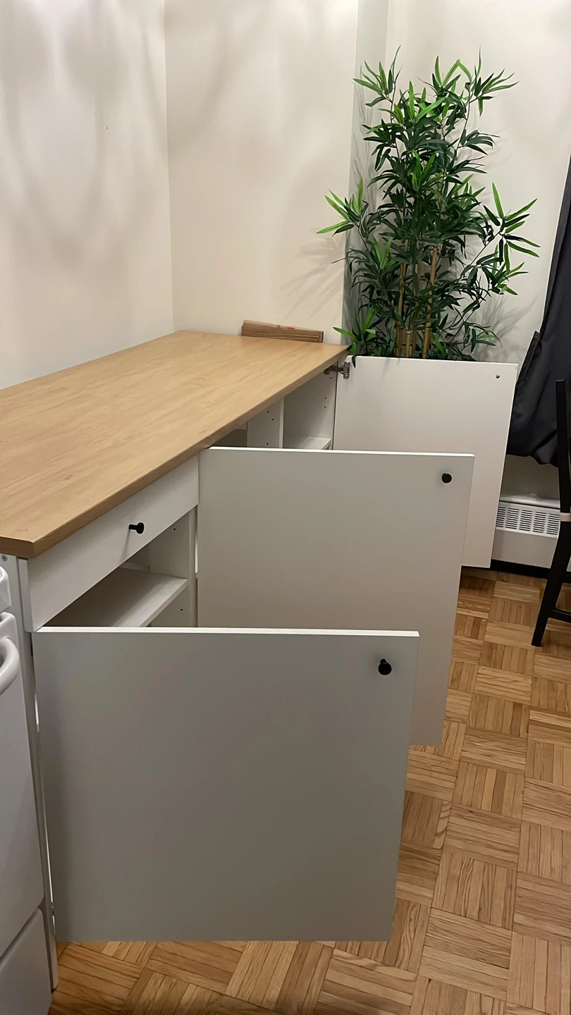 White 3-Door Cabinet with Wood Top - photo 3