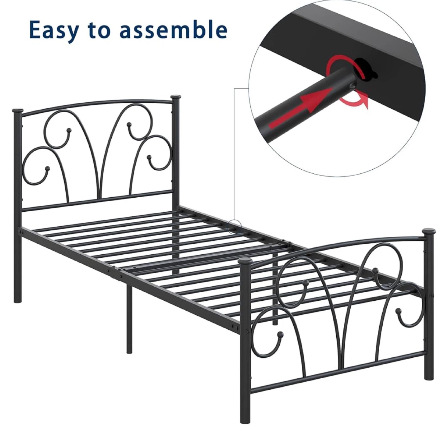 Black Metal Twin Bed Frame - photo 2