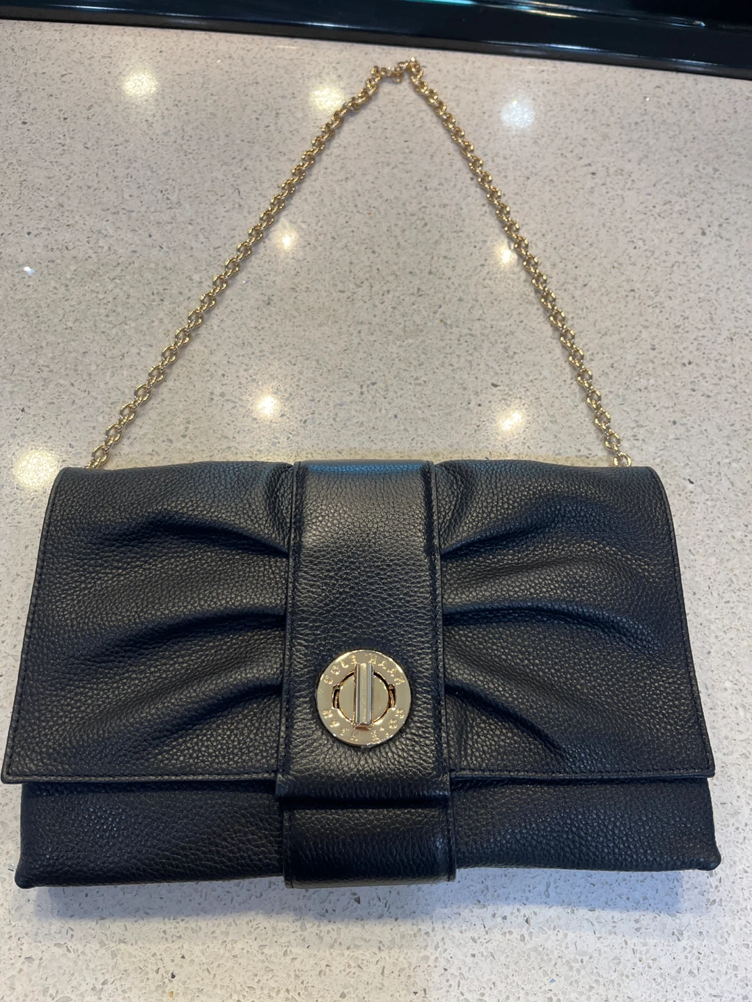 Cole Haan Black Leather Bow Clutch with Chain - photo 3