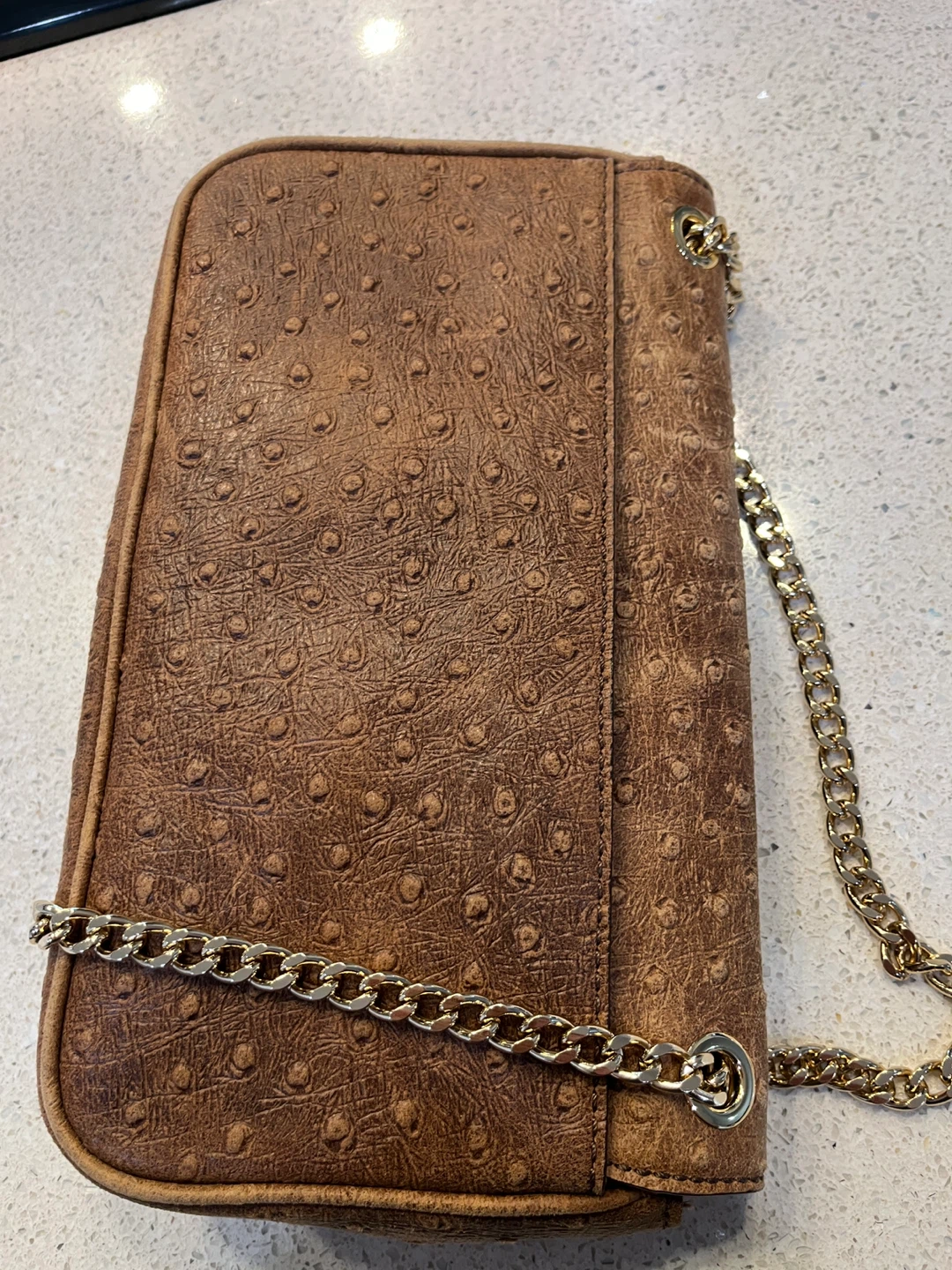 Michael Kors Brown Ostrich Embossed Leather Shoulder Bag - photo 2