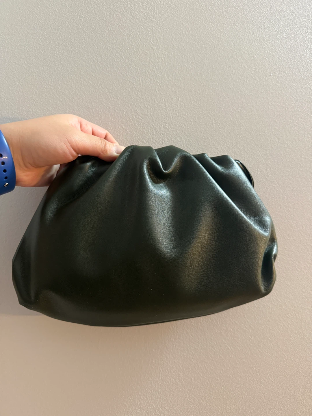 Green Faux Leather Pouch Handbag