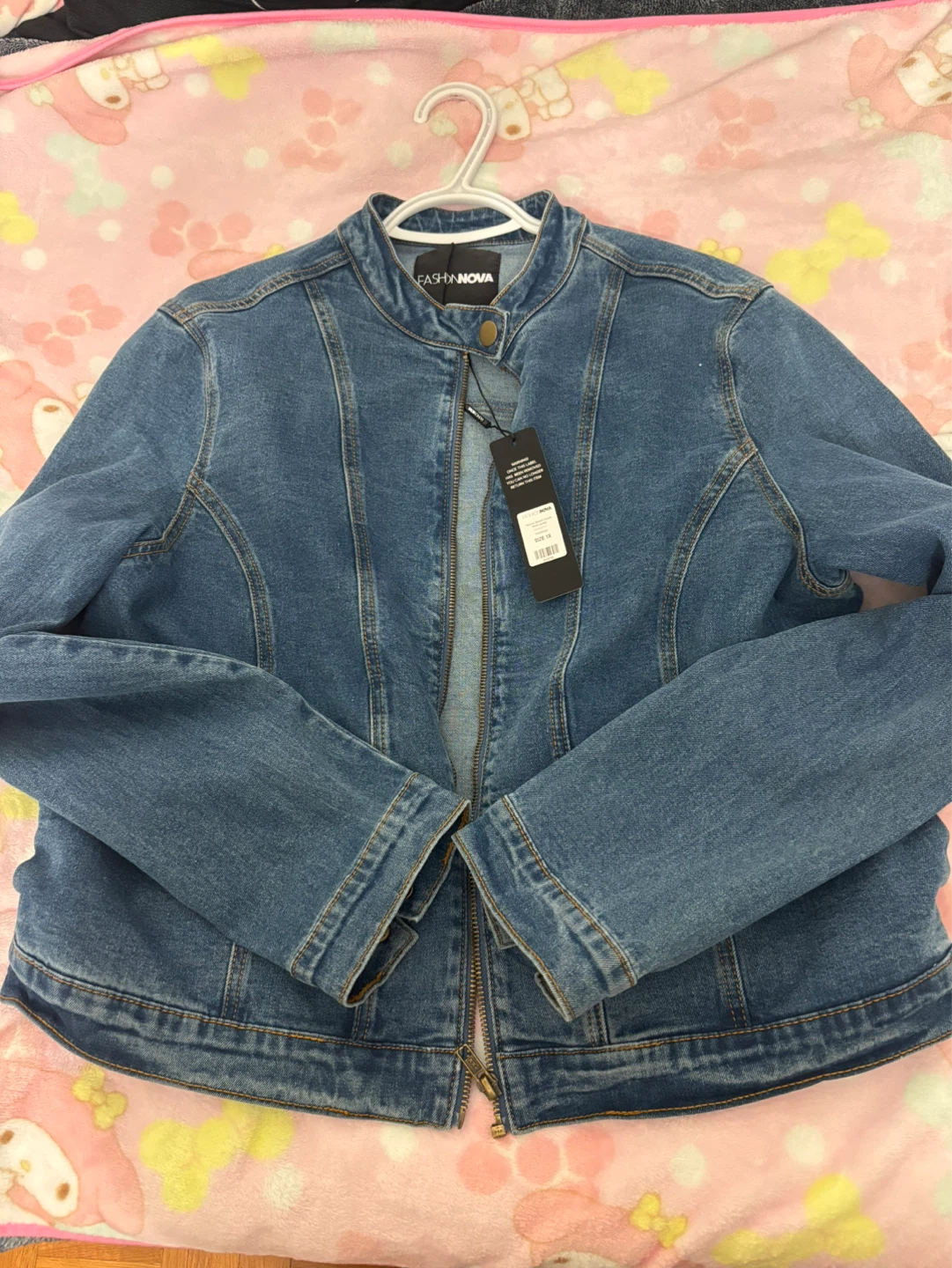 Fashion Nova moto style denim jacket 1X