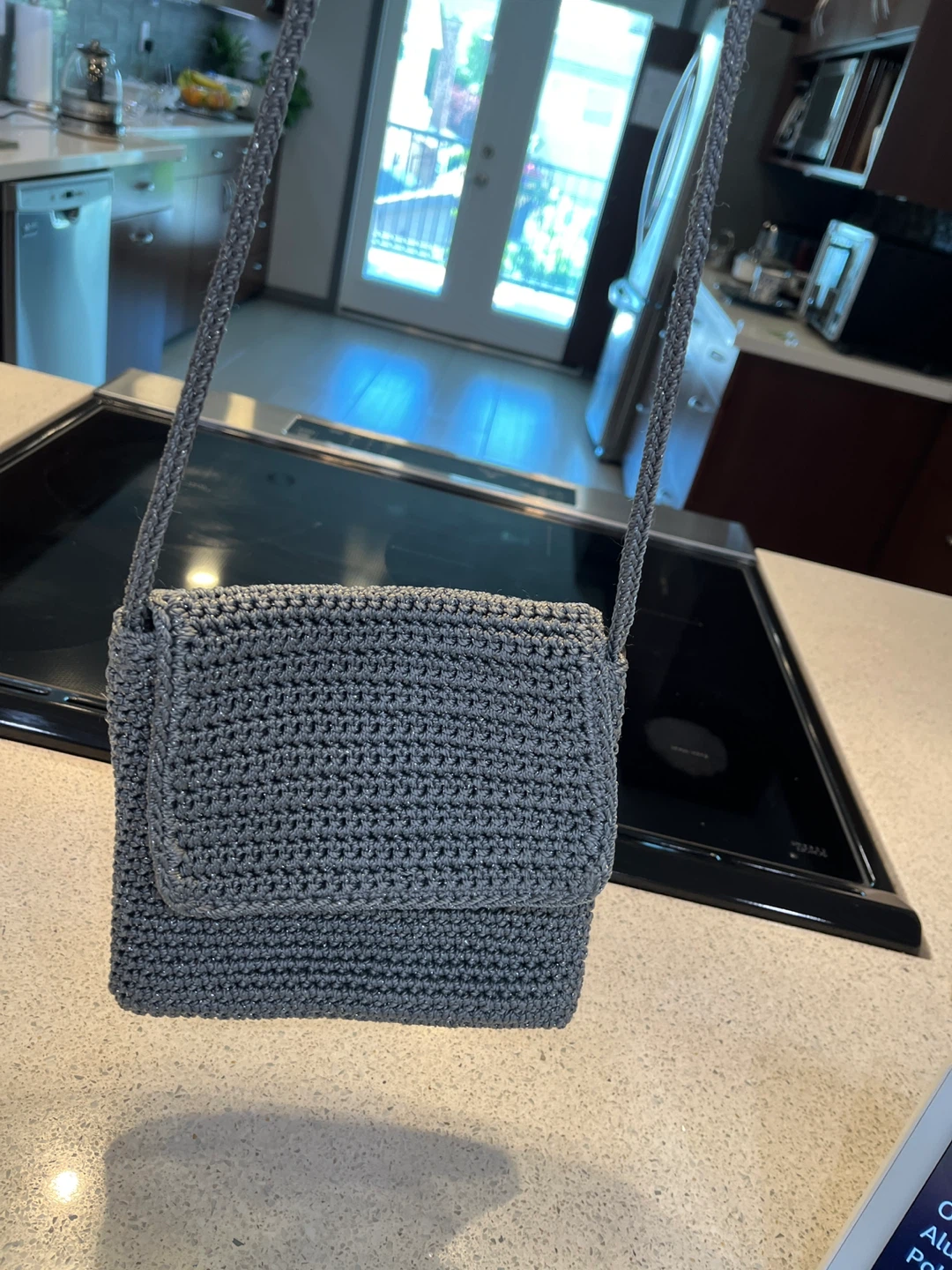 Grey Crocheted Shoulder Bag, SAKS brand - photo 5