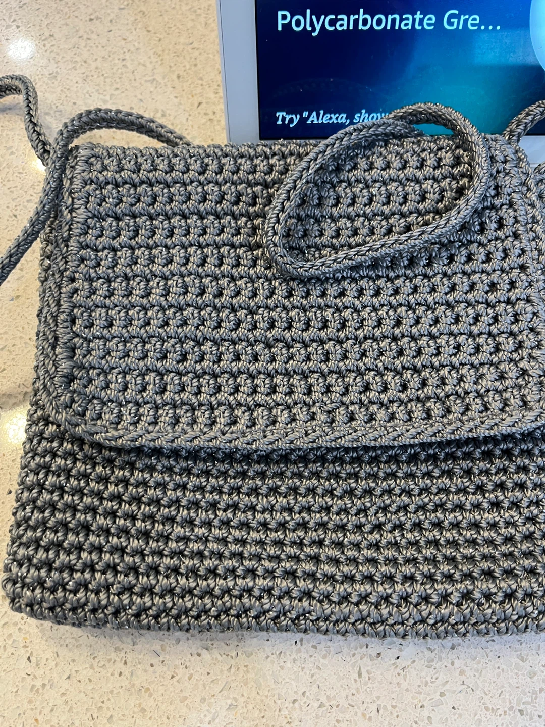 Grey Crocheted Shoulder Bag, SAKS brand - photo 4