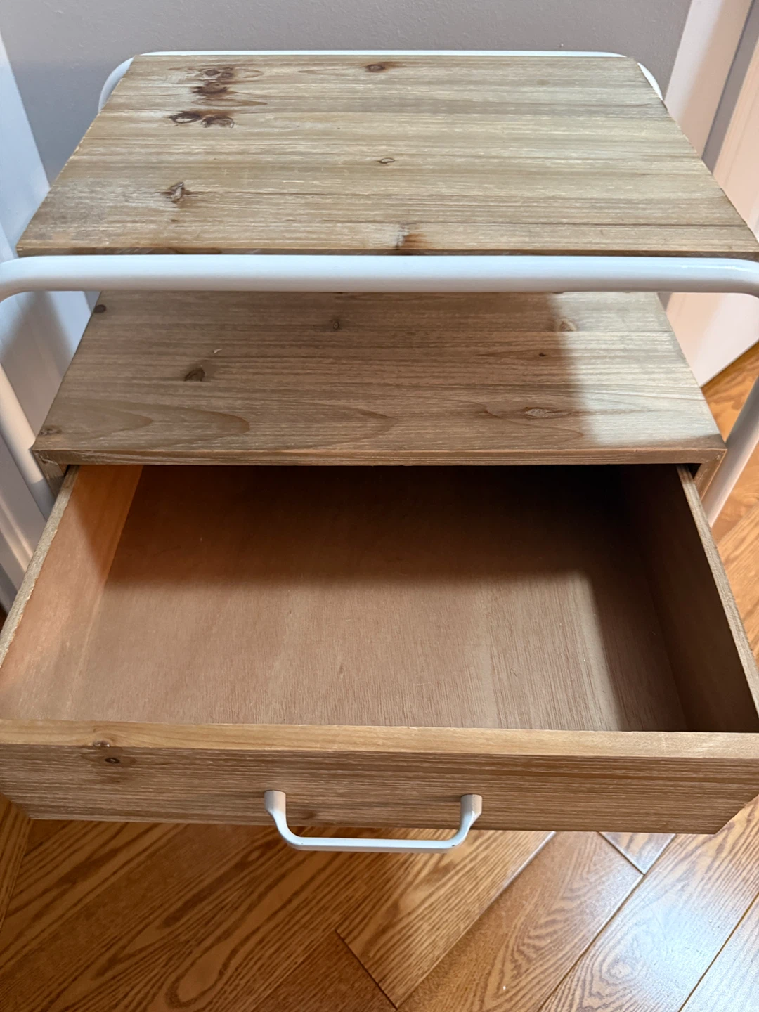 Wooden Top 1-Drawer Nightstand Table - photo 3