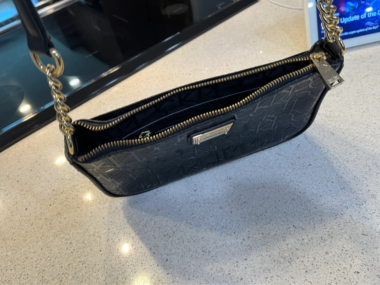 Calvin Klein Black Embossed Monogram Shoulder Bag - photo 5