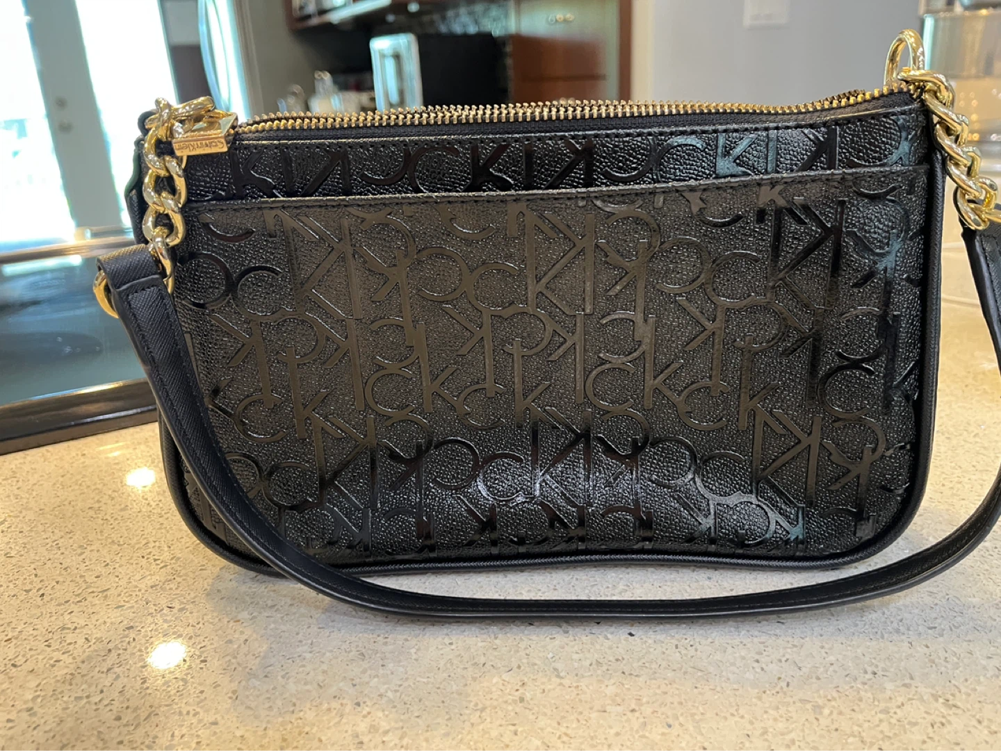 Calvin Klein Black Embossed Monogram Shoulder Bag - photo 2