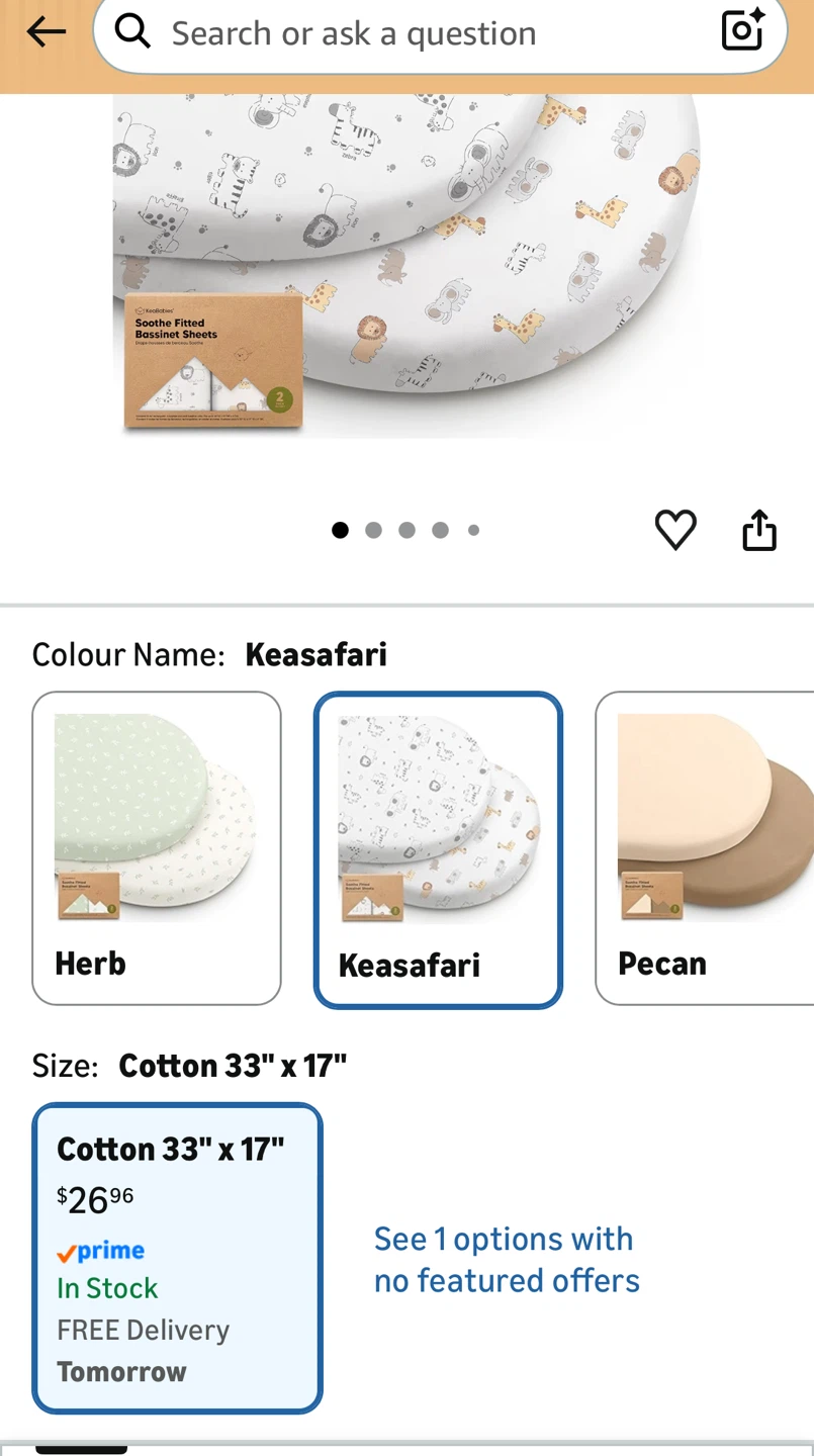 KeaBabies Organic Cotton Bassinet Sheets - Keasafari Pattern