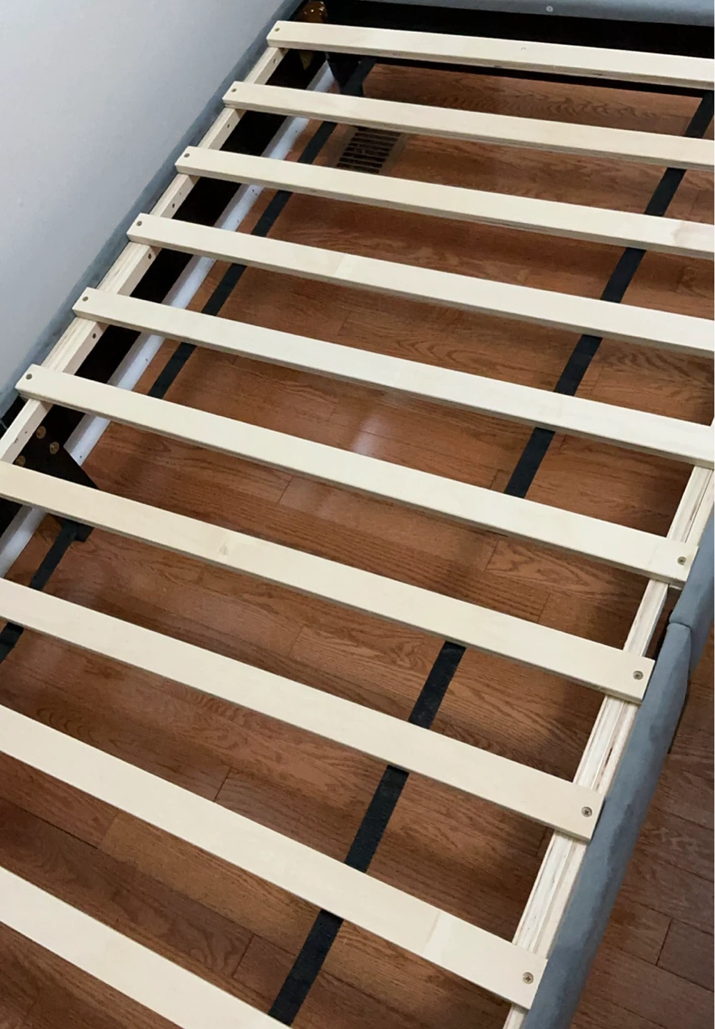 Grey Velvet Bed Frame with Chevron Headboard - photo 4