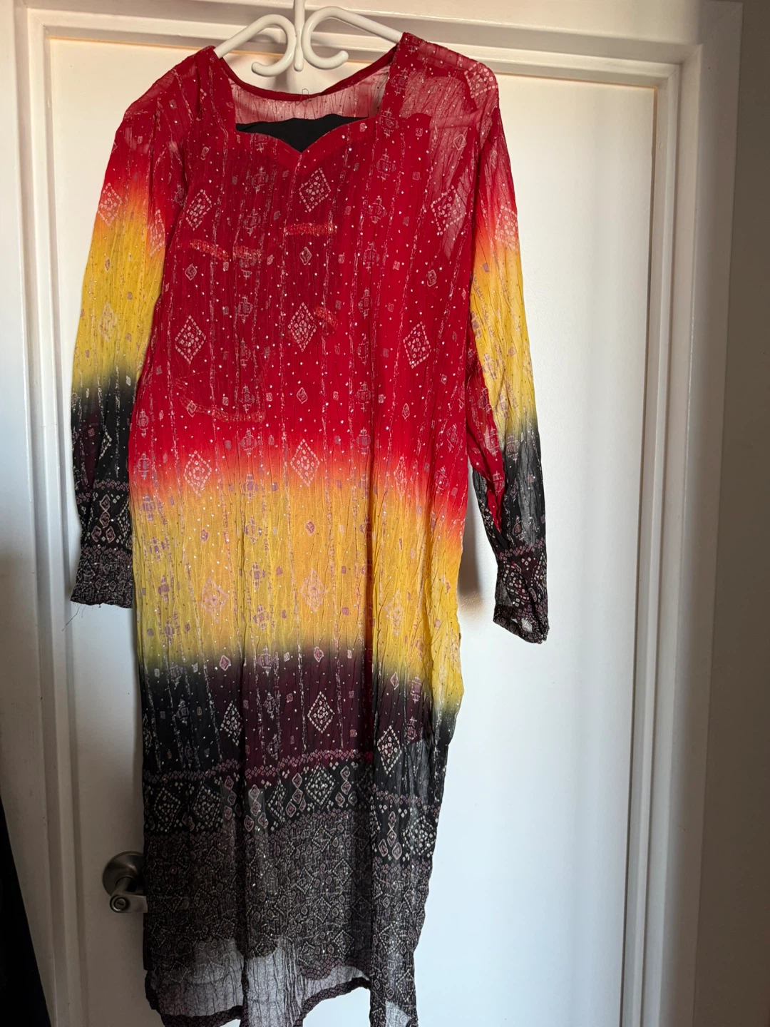 Tie-Dye Long Sleeve Kurti Dress - photo 2