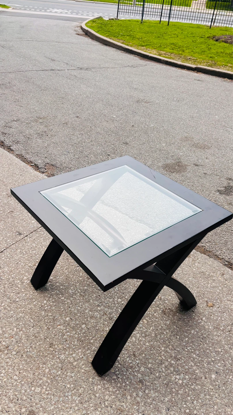 Dark Wood & Glass Side Table - photo 3