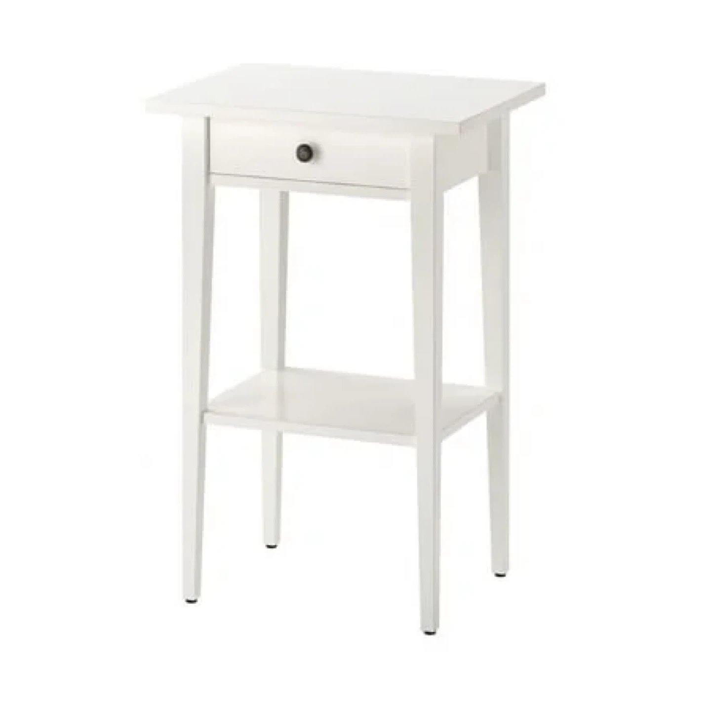 White Nightstand with Drawer and Shelf
