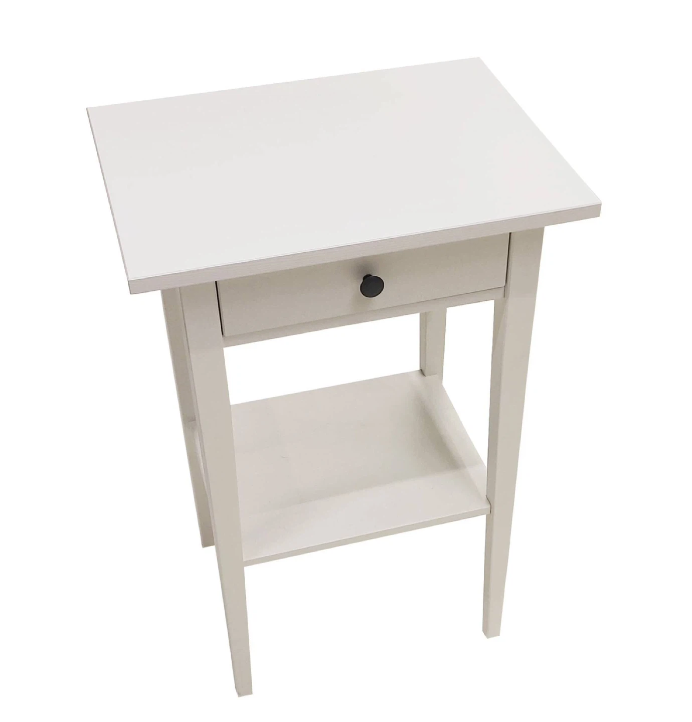 White Nightstand with Drawer and Shelf - photo 2