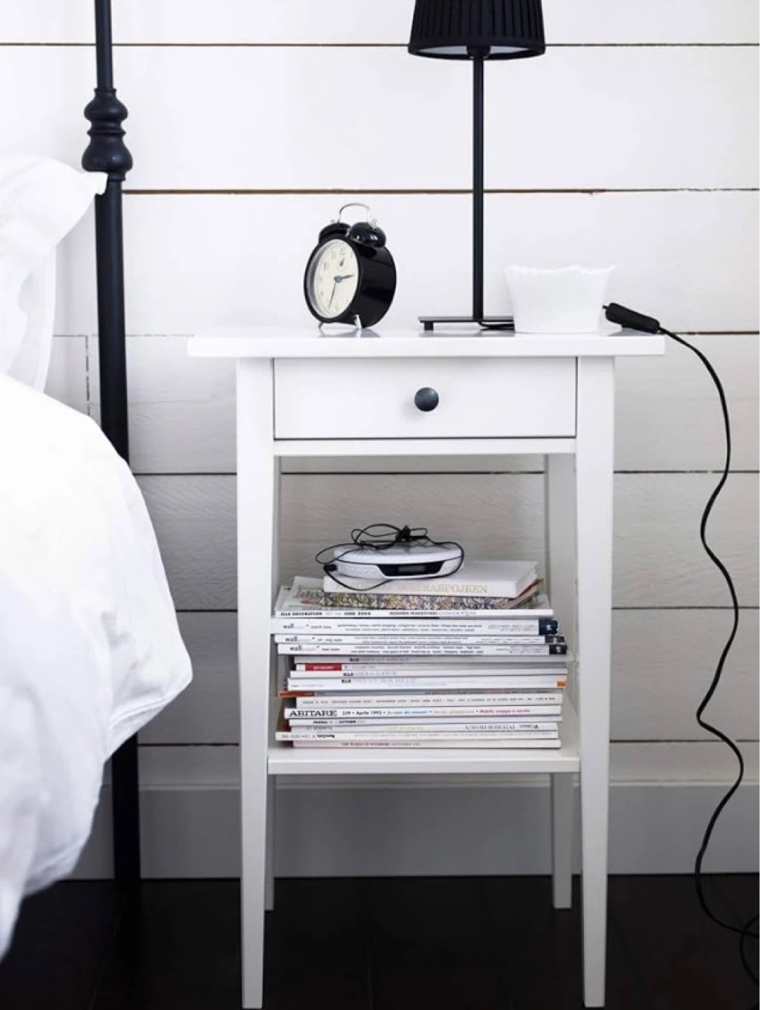 White Nightstand with Drawer and Shelf - photo 5