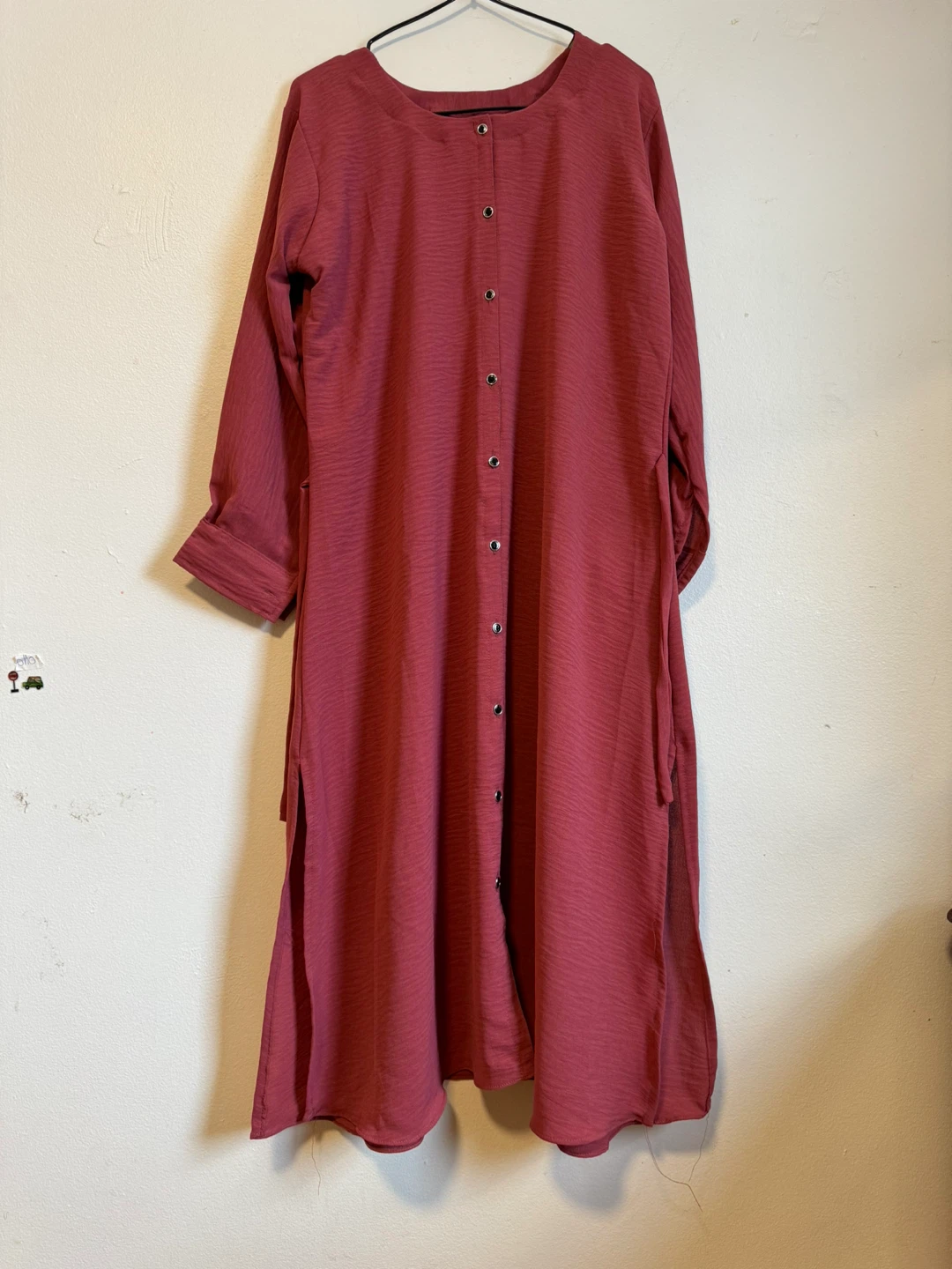 Maroon Long Sleeve Button-Up Shirt and Pants Set
