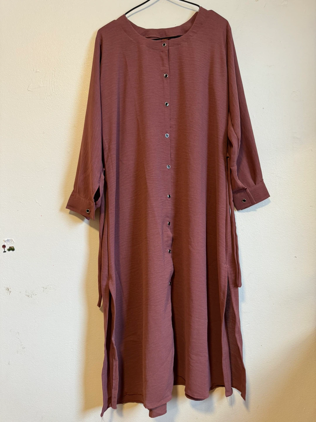 Maroon Long Sleeve Button-Up Shirt and Pants Set - photo 3