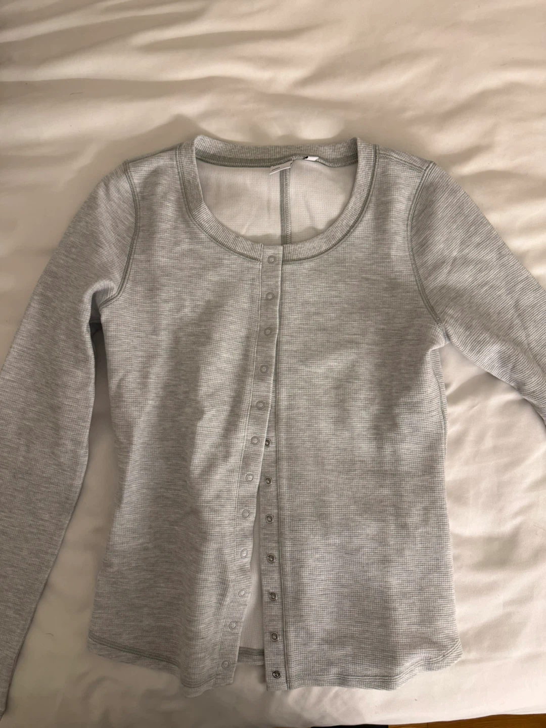 ARITZIA TNA Wafflex Henley Shirt - Grey - Size M