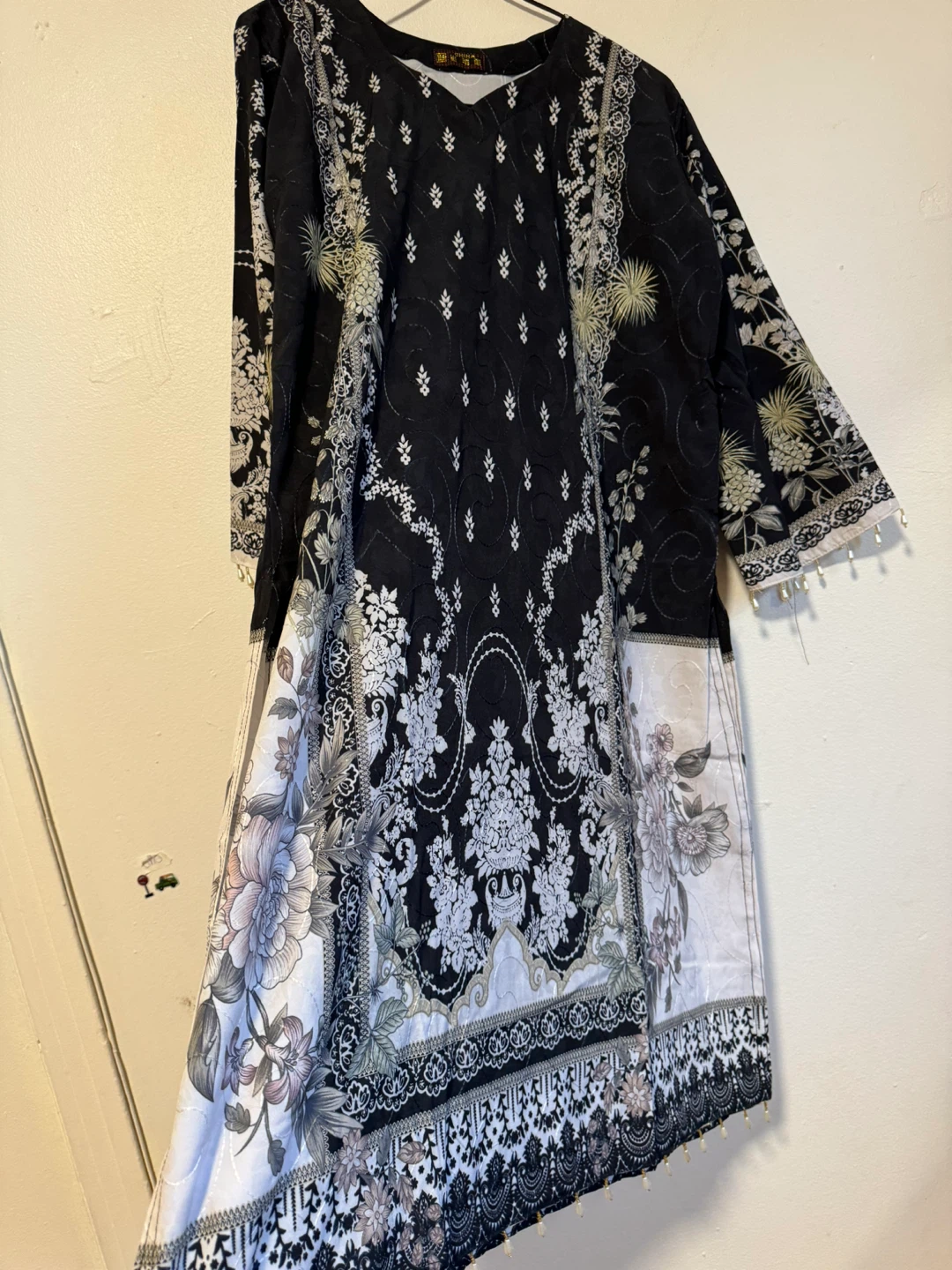 Black and White Floral Print 3-Piece Outfit