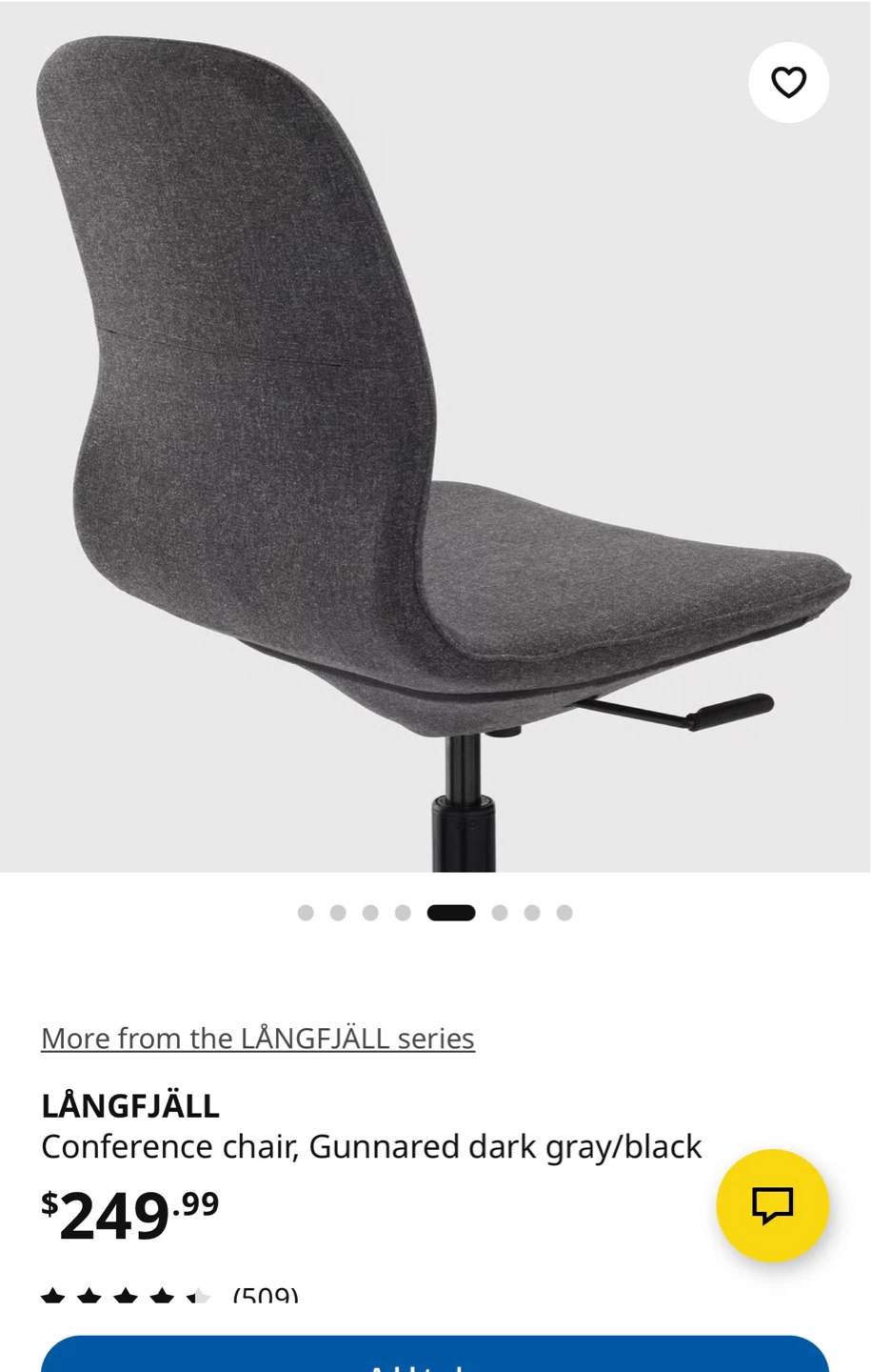 IKEA LÄNGFJÄLL Conference Chair - Dark Gray/Black - photo 5
