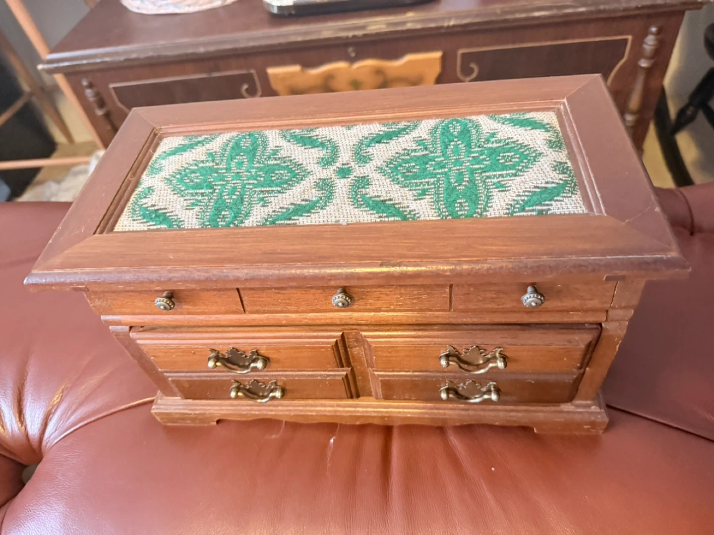 Vintage Wooden Jewelry Box with Drawers - photo 5