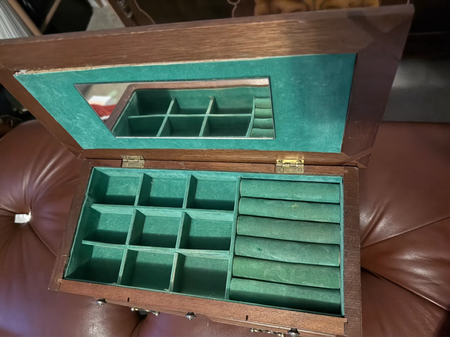 Vintage Wooden Jewelry Box with Drawers - photo 4