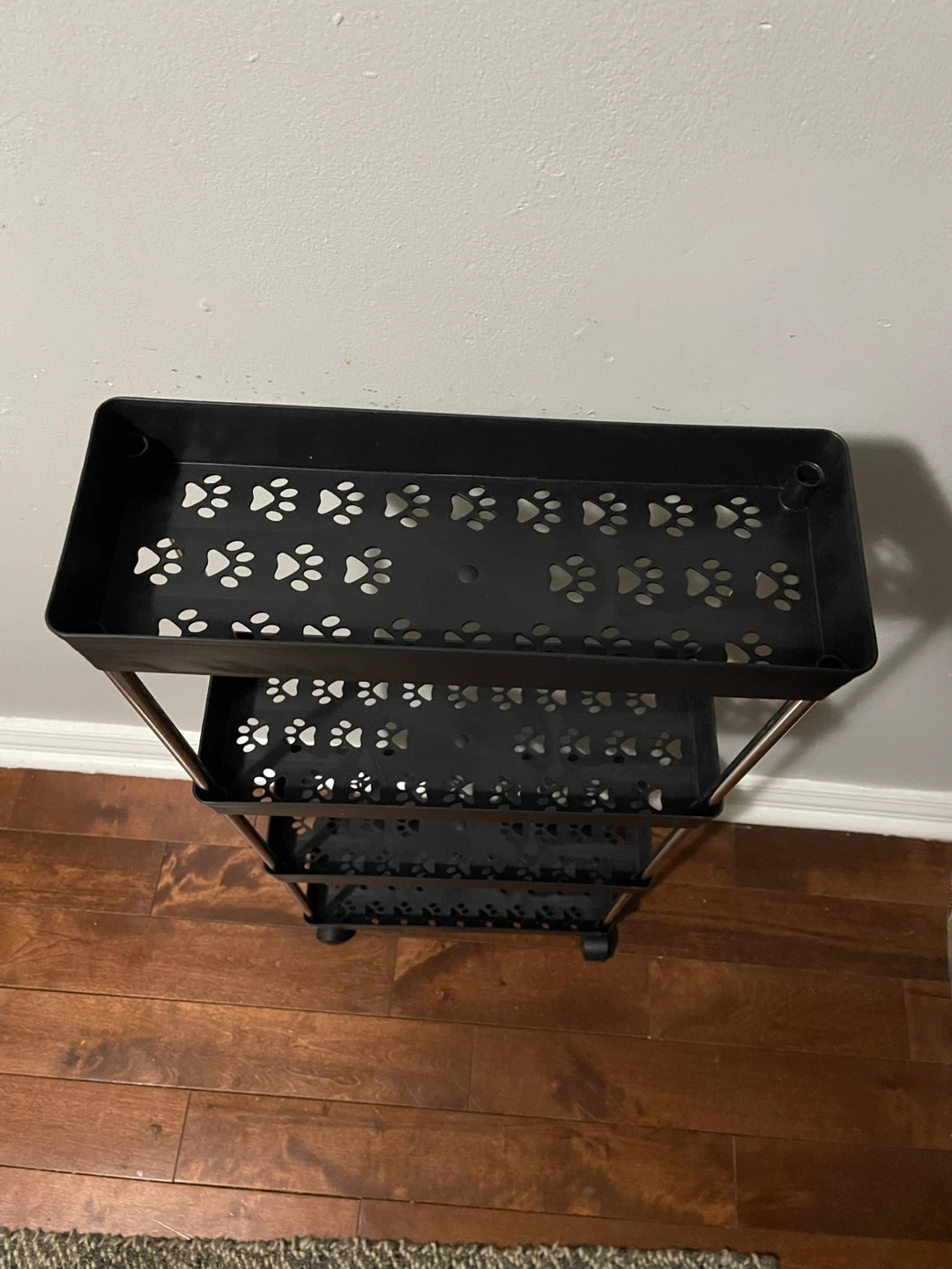 3-Tier Rolling Storage Cart with Paw Print Design - photo 2