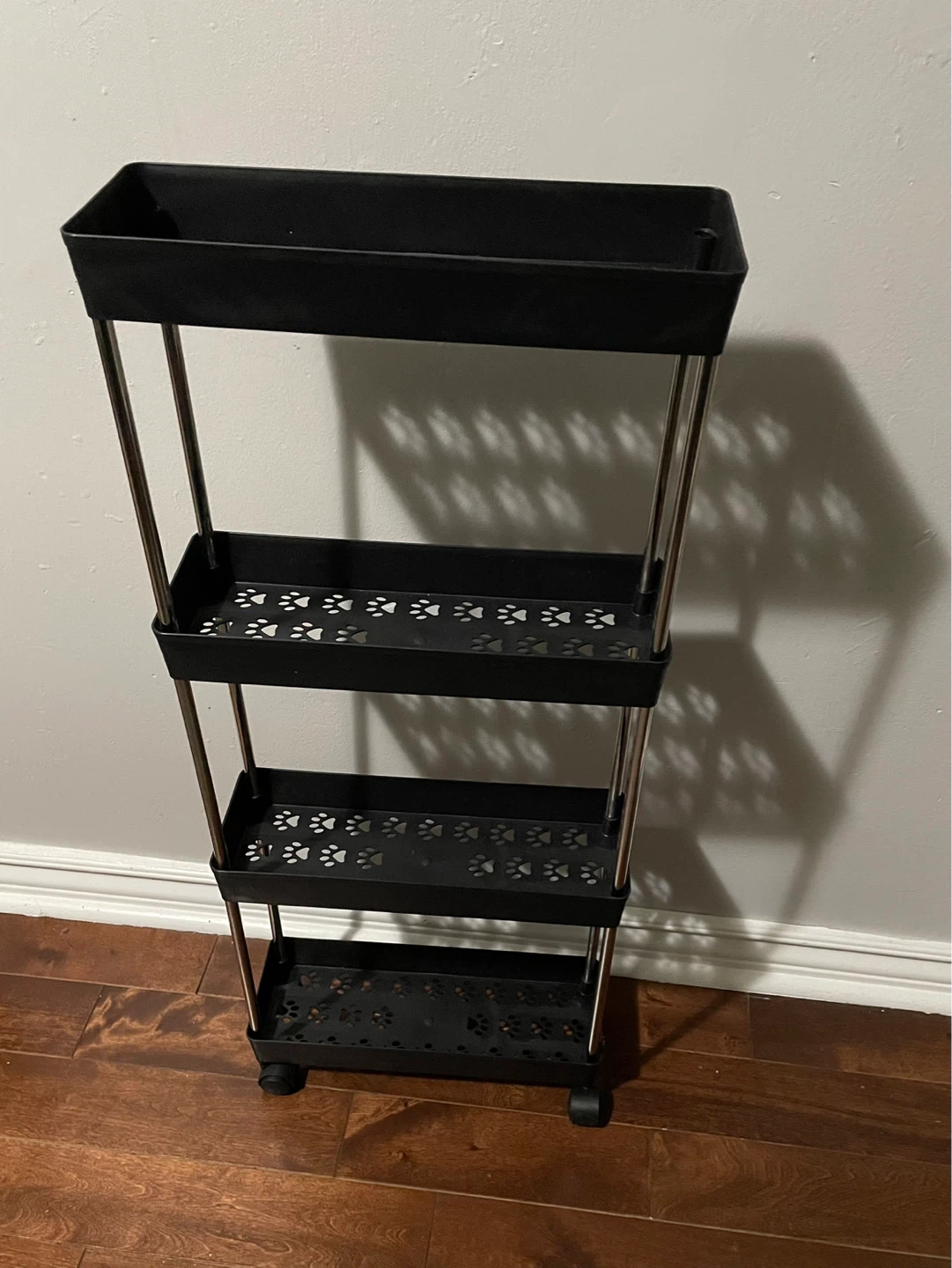 3-Tier Rolling Storage Cart with Paw Print Design
