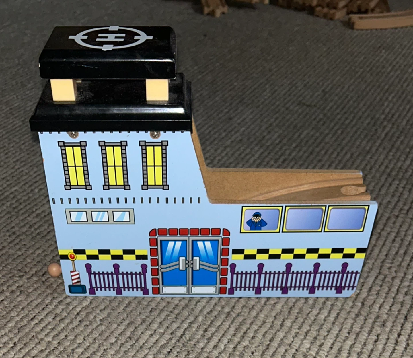 Wooden Train Station with Helipad