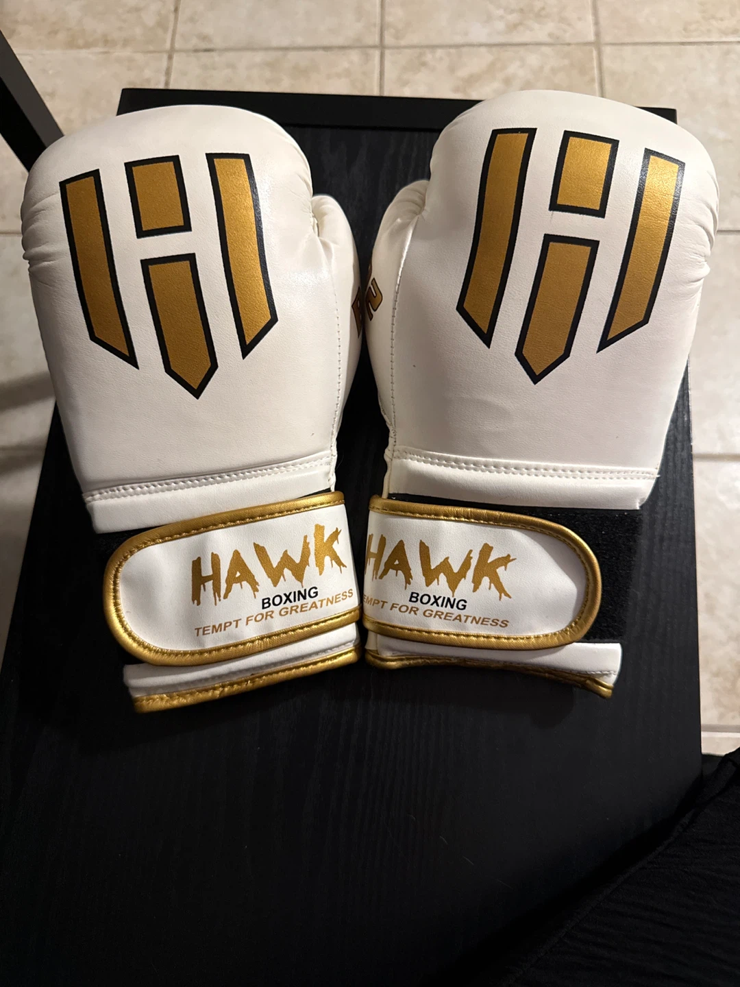 Hawk Sports White & Gold Boxing Gloves 8oz