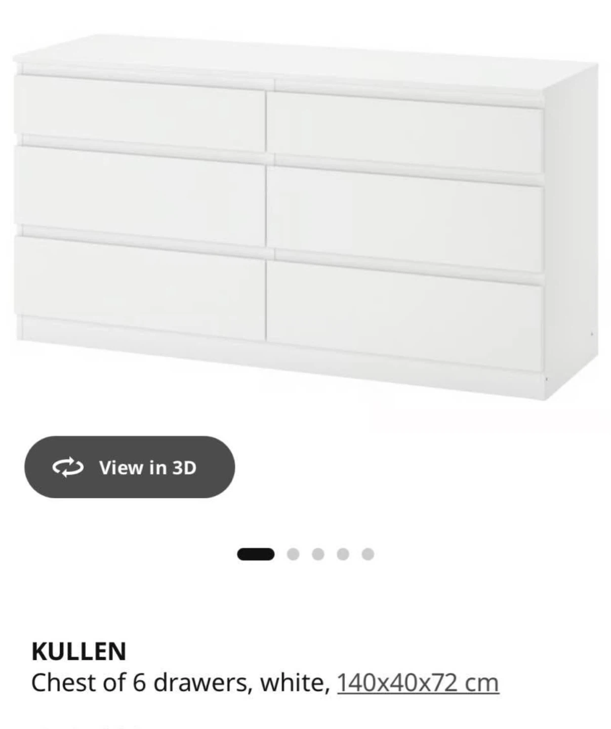 IKEA KULLEN Chest of 6 Drawers - White