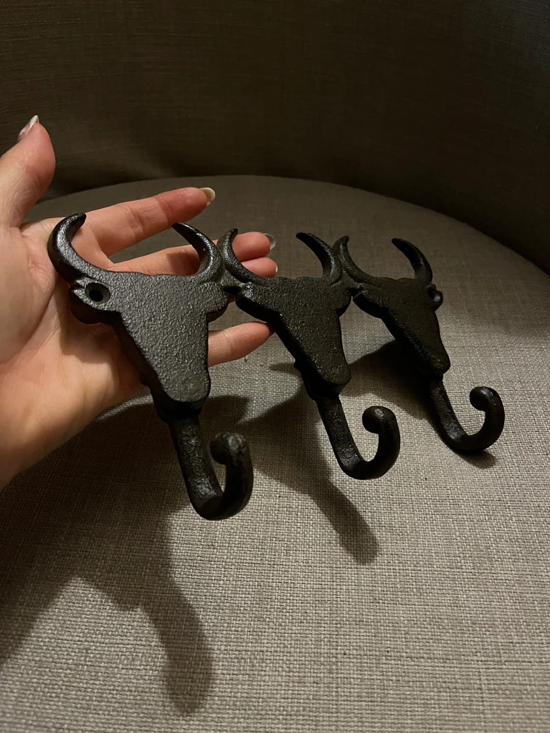 Black Cast Iron Bull Head Wall Hooks - photo 2