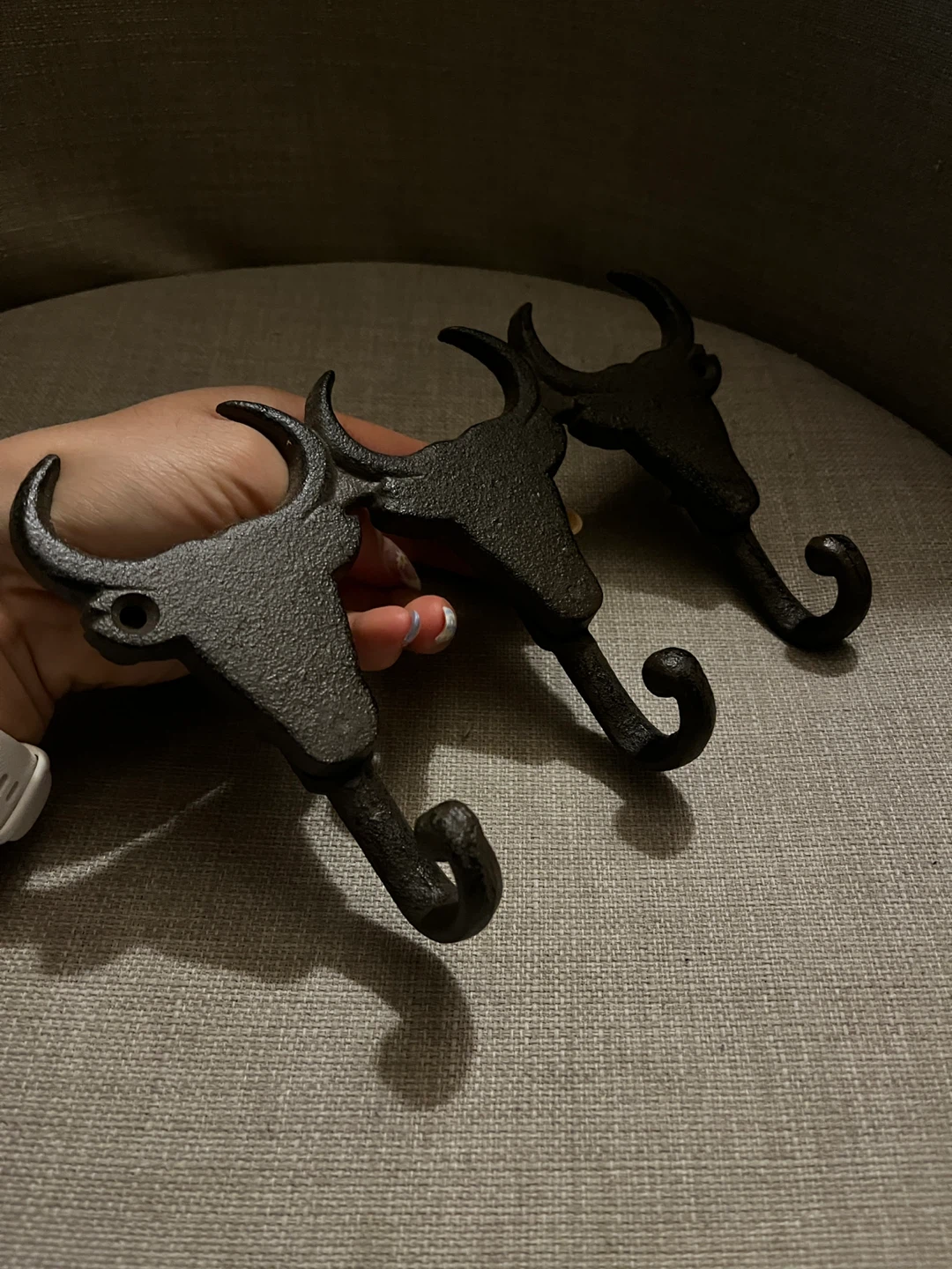 Black Cast Iron Bull Head Wall Hooks - photo 4