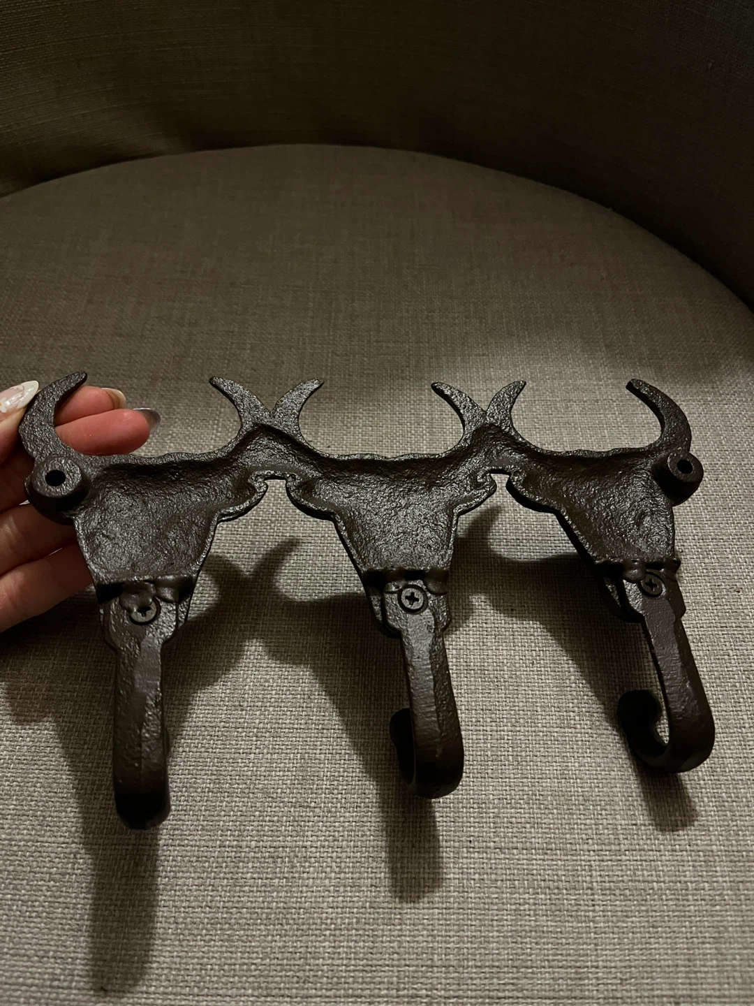 Black Cast Iron Bull Head Wall Hooks - photo 3