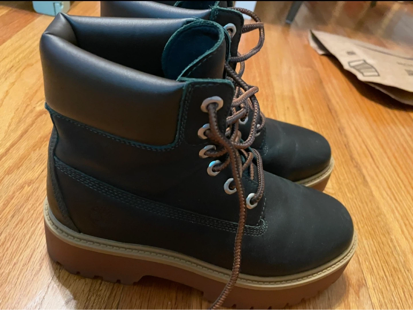 Timberland Women's Dark Green and black Leather Lace-Up Boots