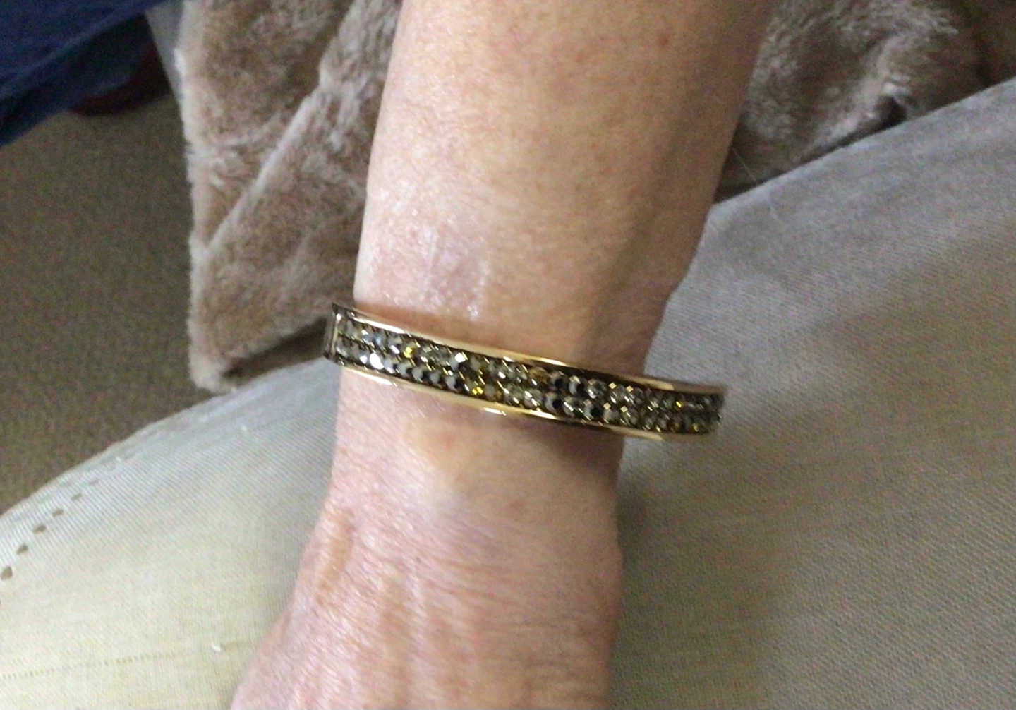 Swarovski Gold tone cuff bracelet with rhinestones