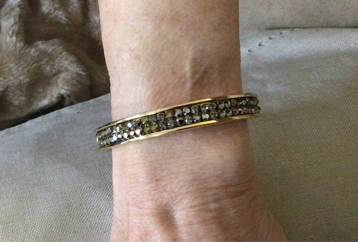Swarovski Gold tone cuff bracelet with rhinestones - photo 4