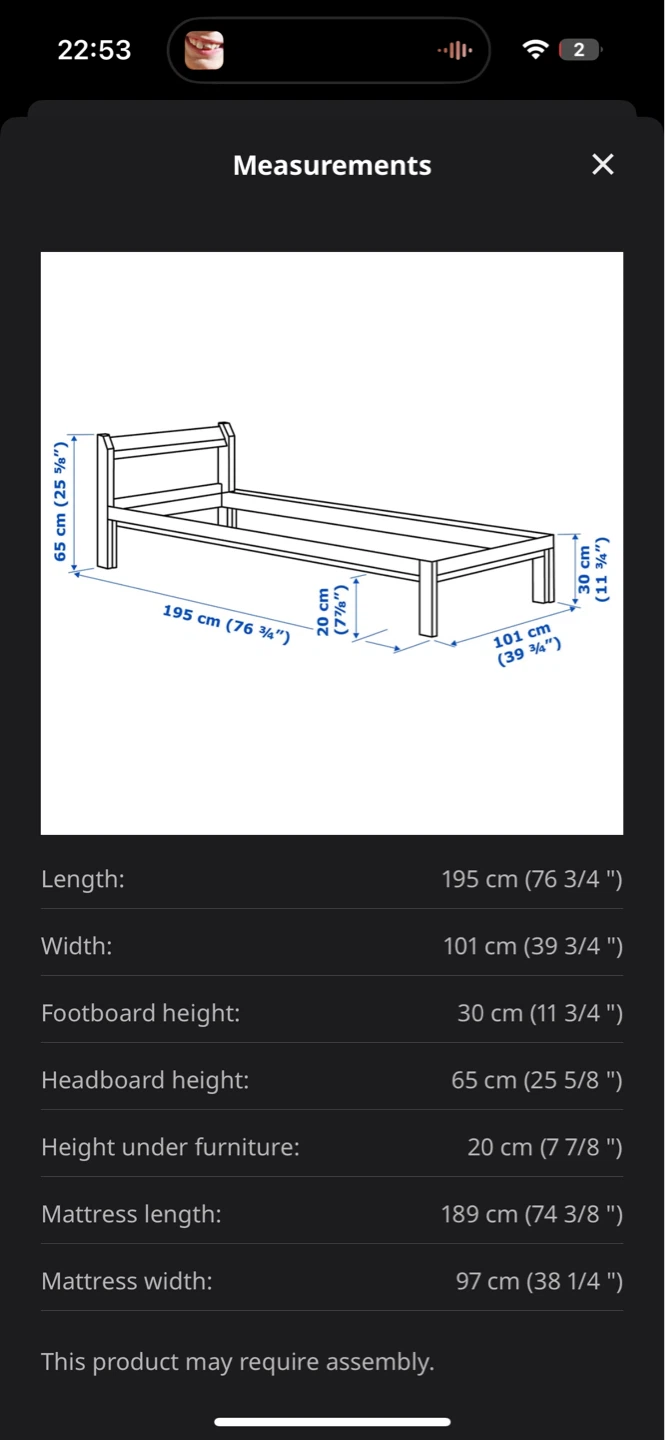 IKEA neiden twin bed frame with luroy slatted bed base - photo 4