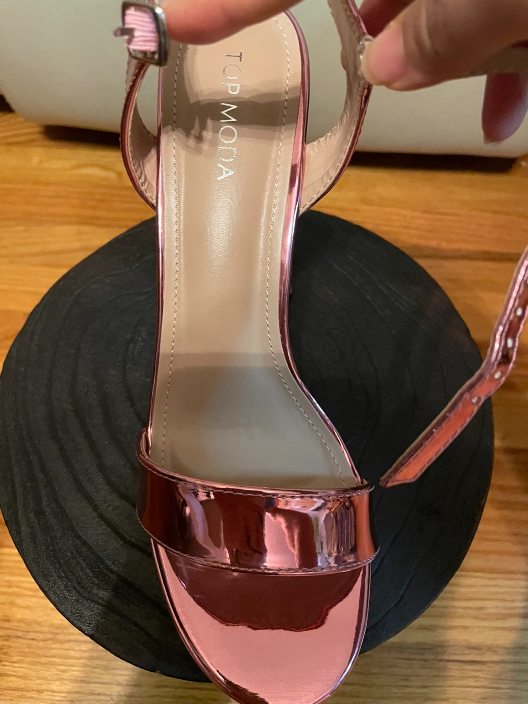 Pink Metallic Platform Chunky Heel Sandals Women's Size 8 - photo 2