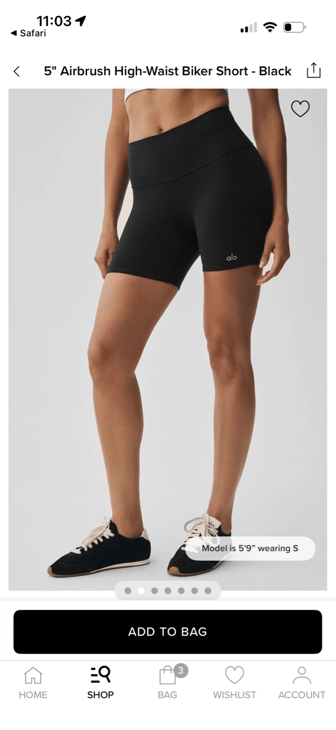 Alo Yoga 5" Airbrush High-Waist Biker Shorts - Black