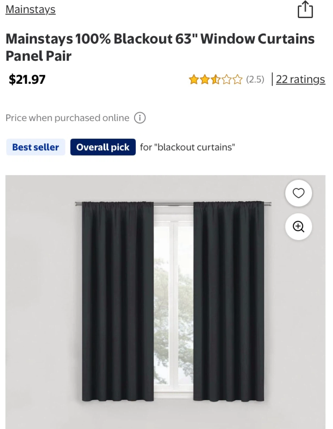 Mainstays 100% Blackout Window Curtains Panel Pair - photo 3