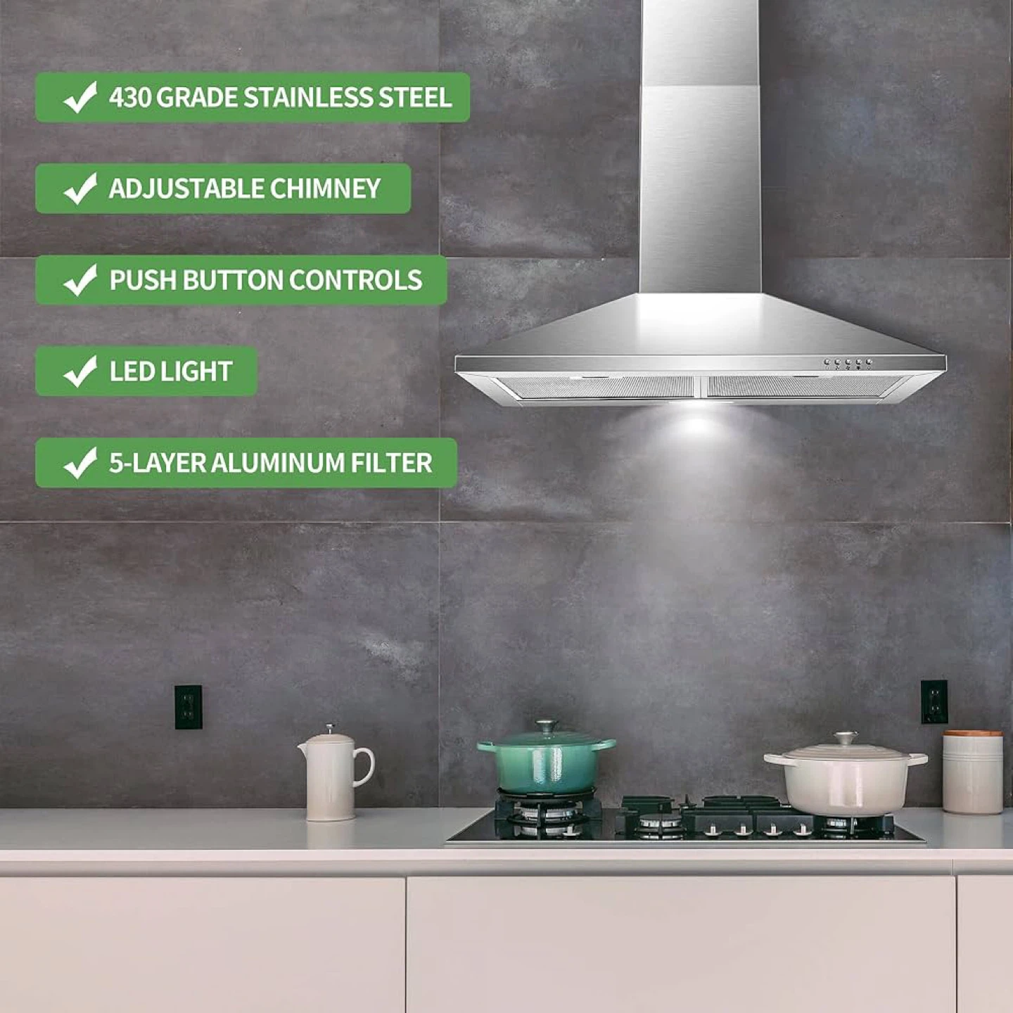 SNDOAS Wall Mount Range Hood 30 inches Stainless Steel - photo 2