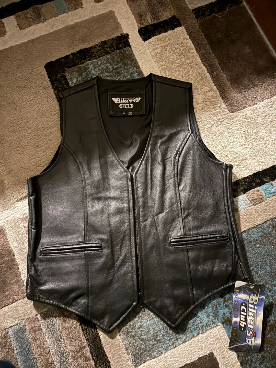 Biker's Club Leather Vest XL Black-women’s
