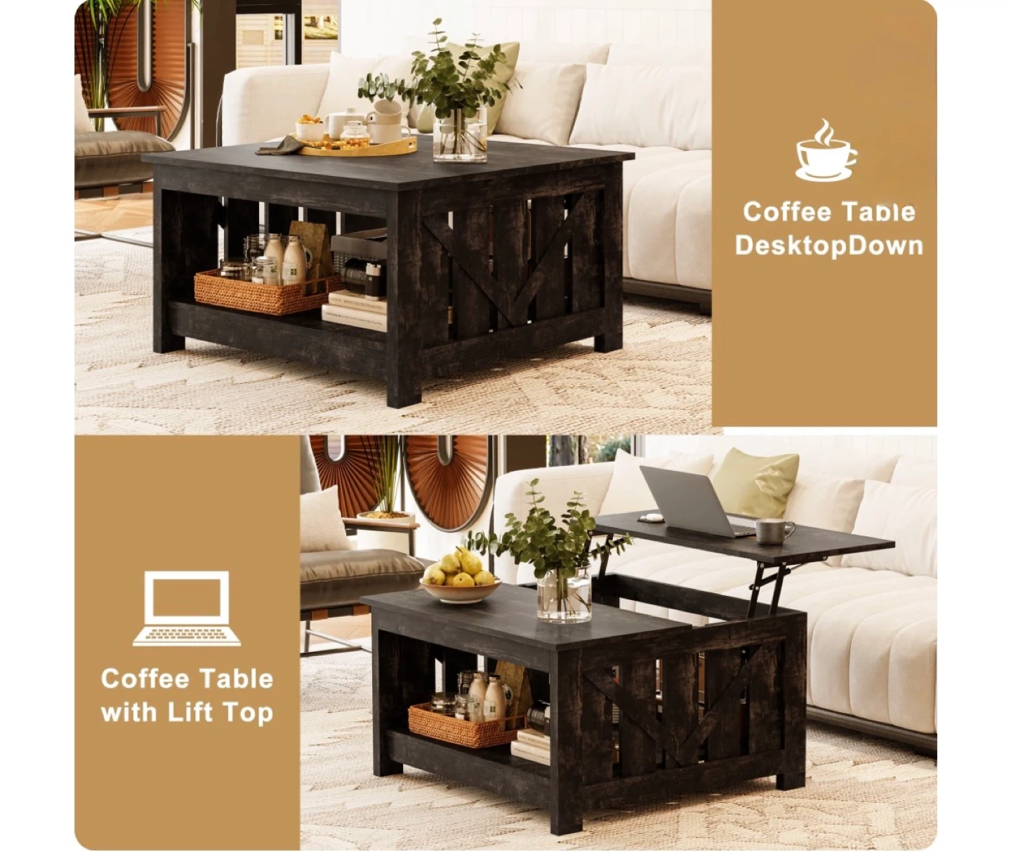 Lift Top Coffee Table with Storage - photo 5