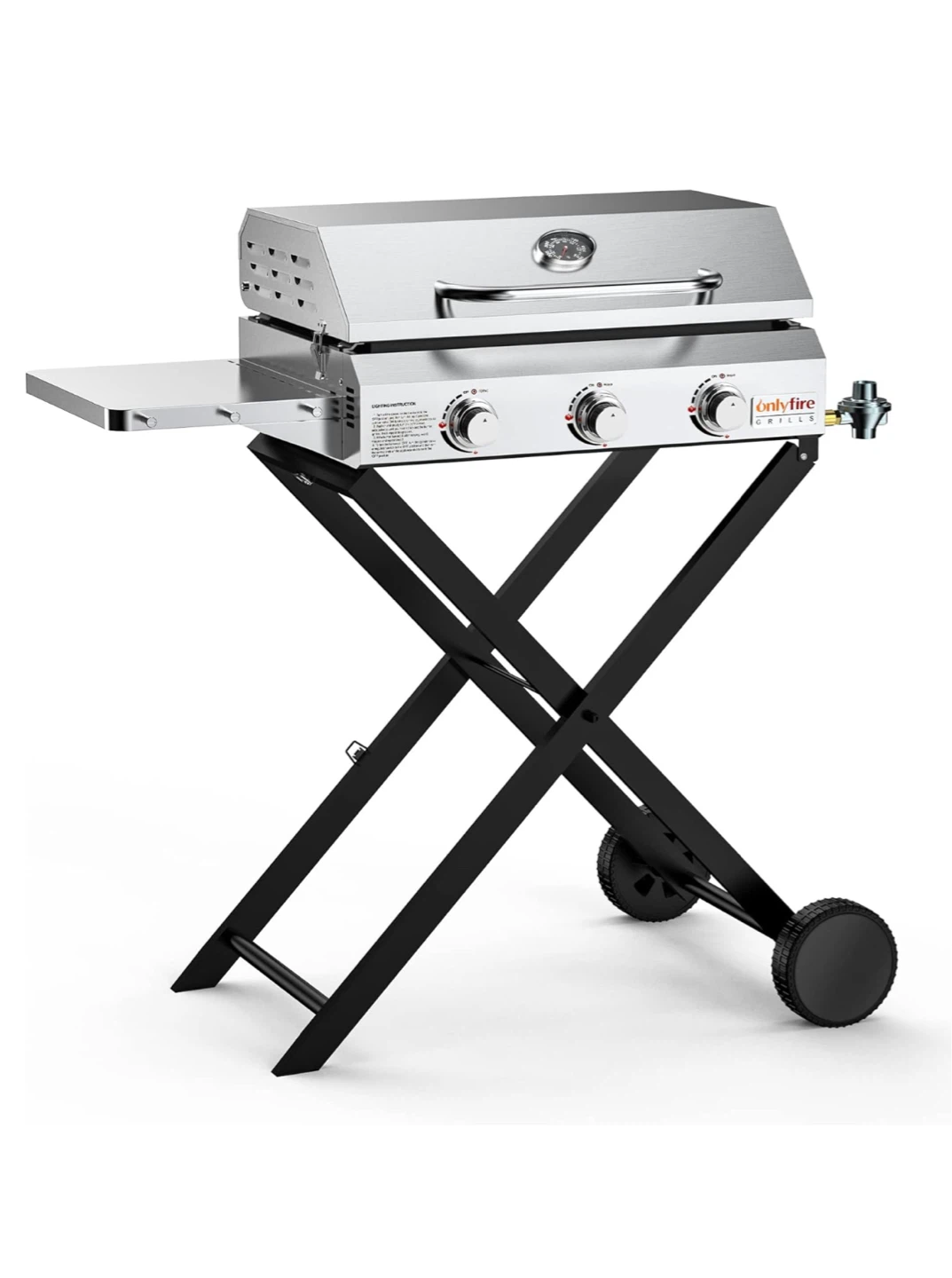ONLYFIRE GRILLS Gas Griddle 3 Burners with Side Table