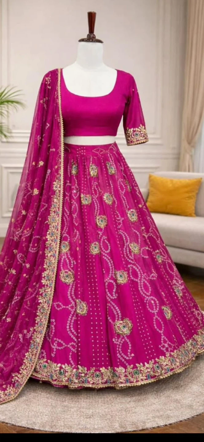 Women's Pink Embroidered Lehenga Choli