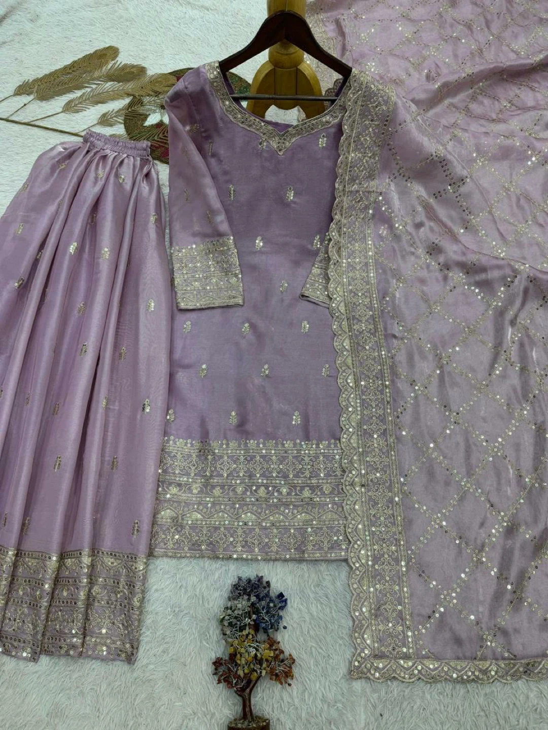 Lavender Embroidered 3-Piece Suit - photo 2